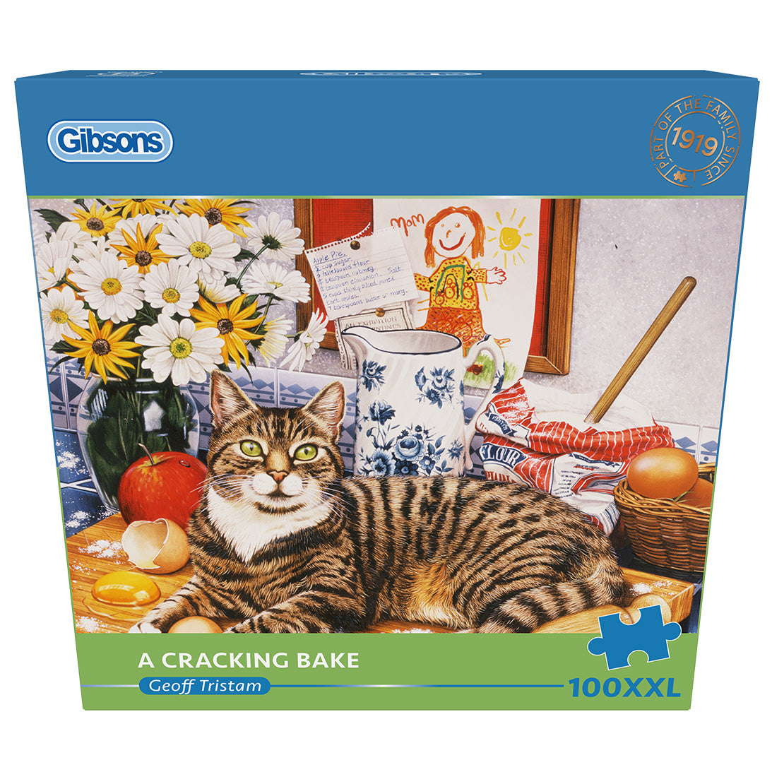 A Cracking Bake 100XXL puzzle in blue Gibsons retail box front view