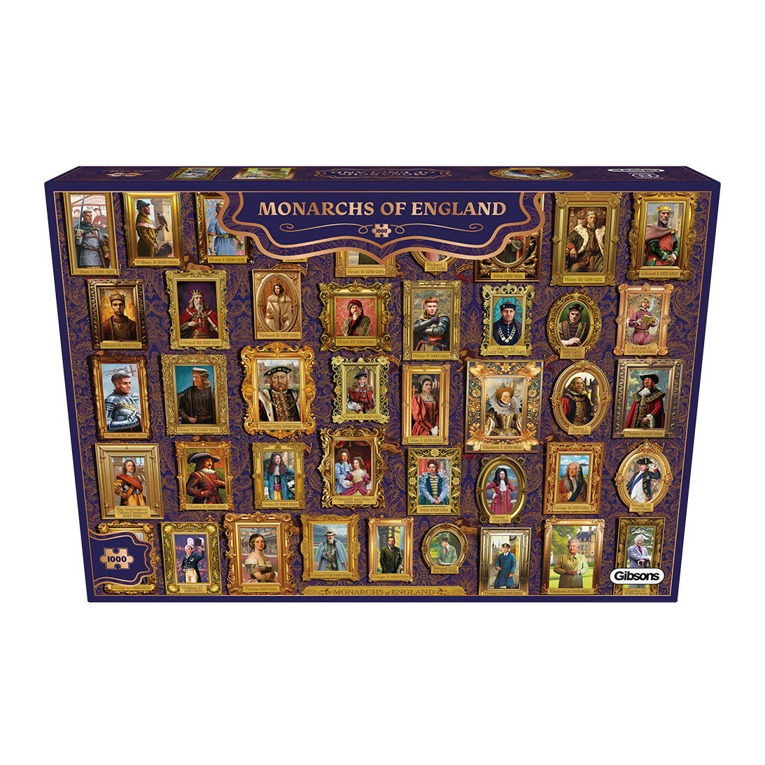Monarchs of England 1000 Piece Jigsaw Puzzle by Gibsons in Special Retail Box front view
