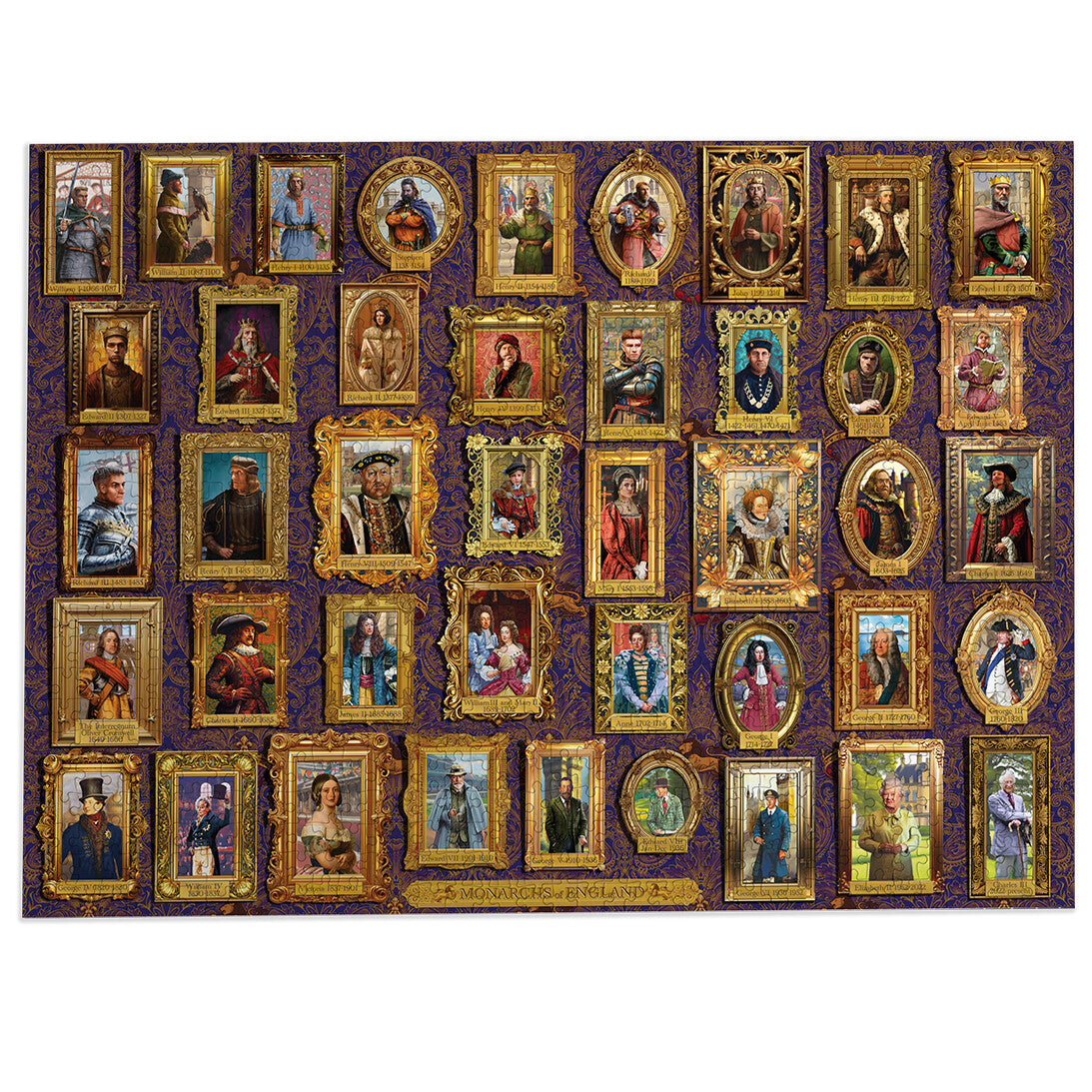 Monarchs of England 1000 Piece Jigsaw Puzzle by Gibsons made up on white background
