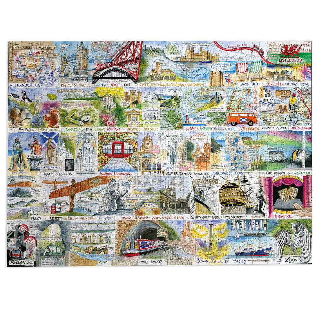 Gibsons Brilliant & British 1000 piece jigsaw puzzle for adults made up on white background