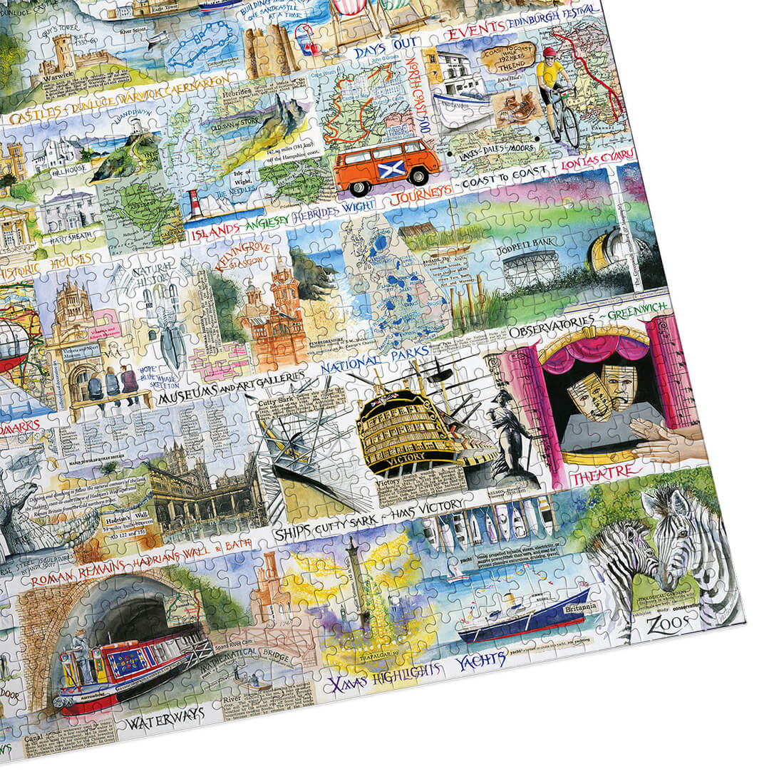 Gibsons Brilliant & British 1000 piece jigsaw puzzle for adults made up detail on white background