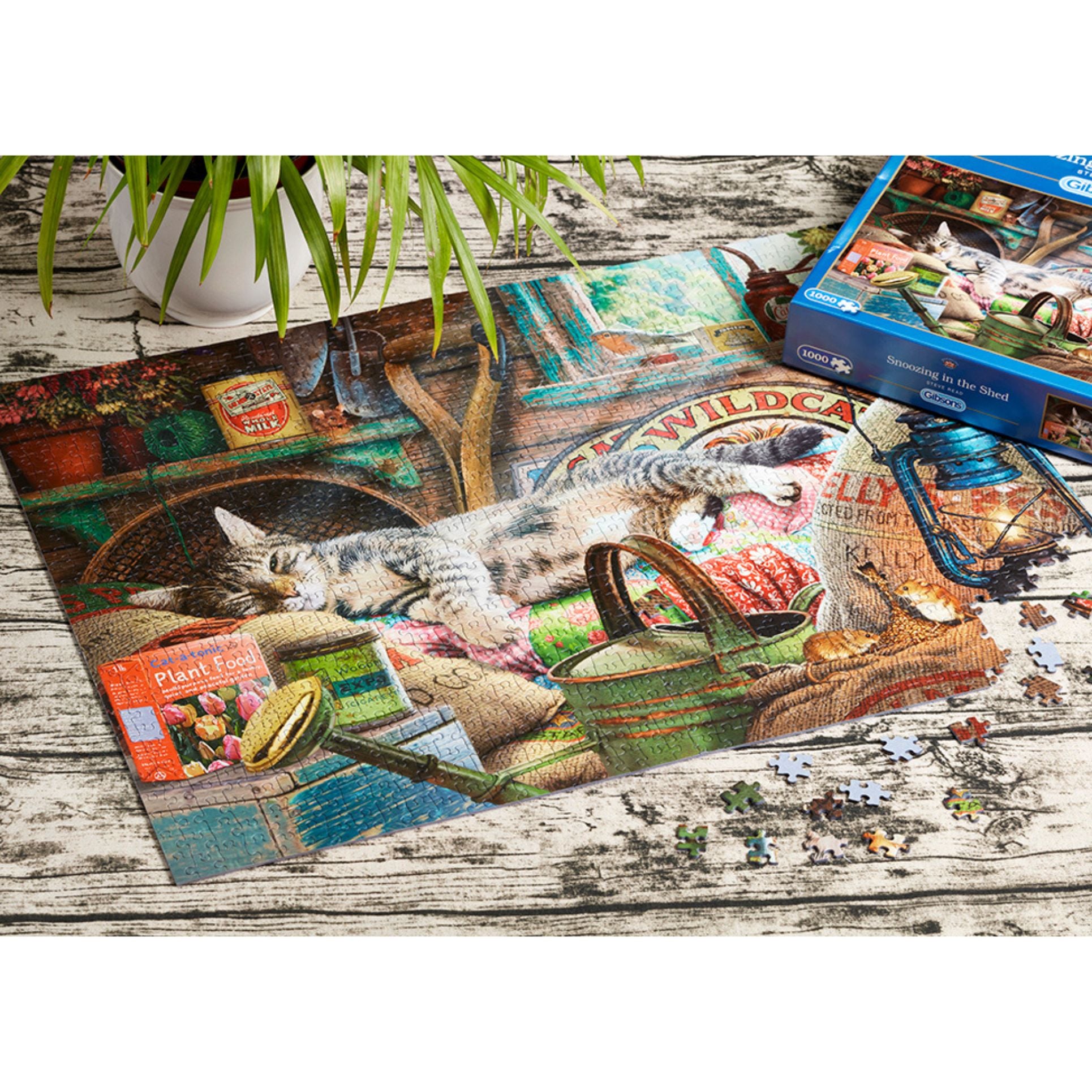Snoozing in the shed 1000 piece jigsaw puzzle by gibsons games