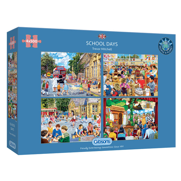 School Days 4 x 500 Piece Jigsaw Puzzles for adults GIBSONS