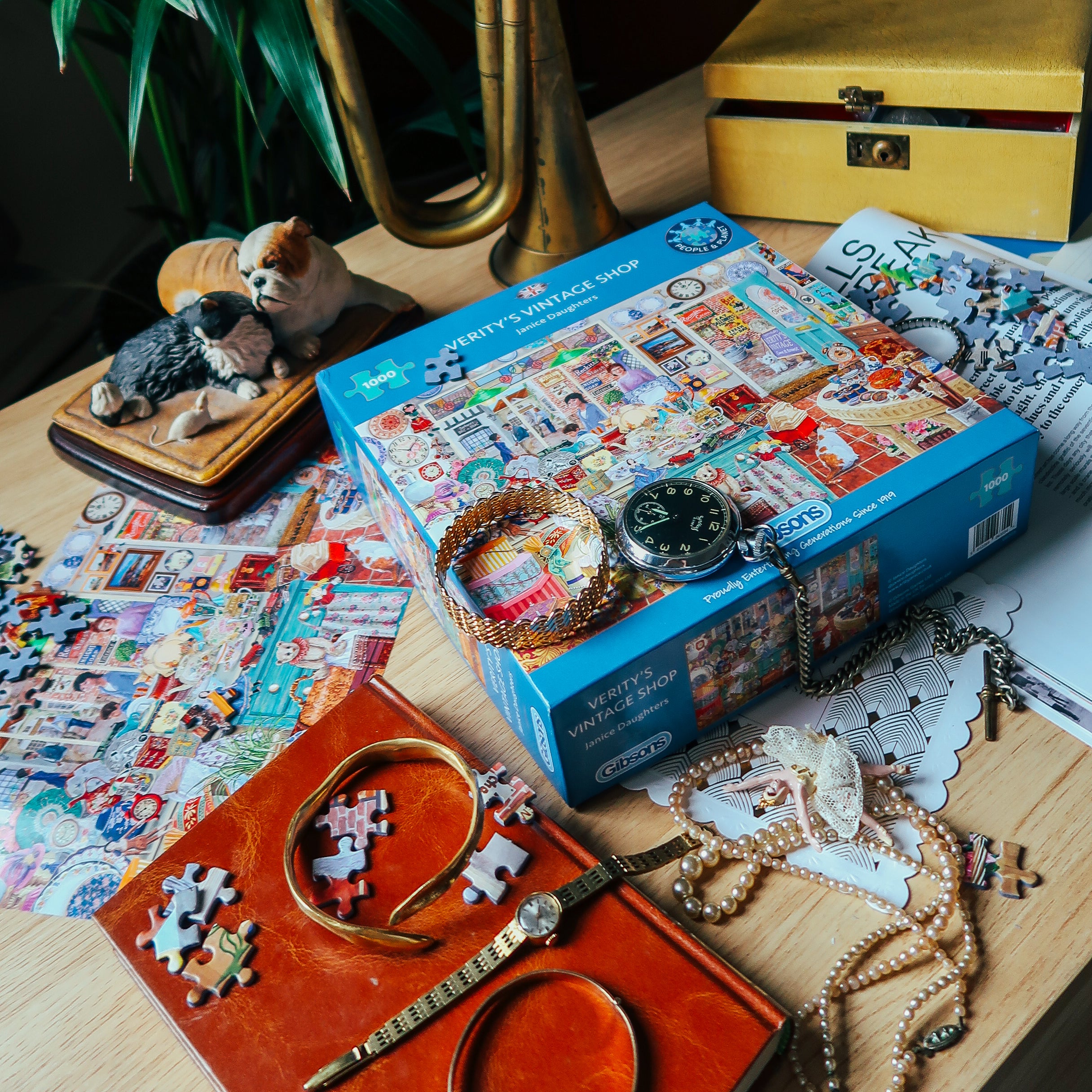 G6355 Veritys Vintage Shop 1000 piece jigsaw puzzle painted by janice daughters, from gibsons games