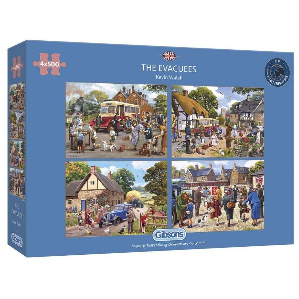 The Evacuees (4 in a box) 500 piece jigsaw puzzles for adults from Gibsons  | Sustainably made using 100% Recycled Board