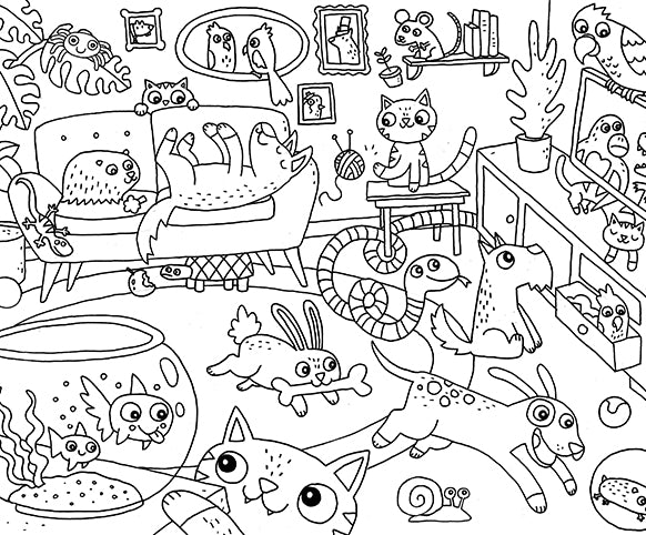 #StayAtHome - Animal Party Colouring Page