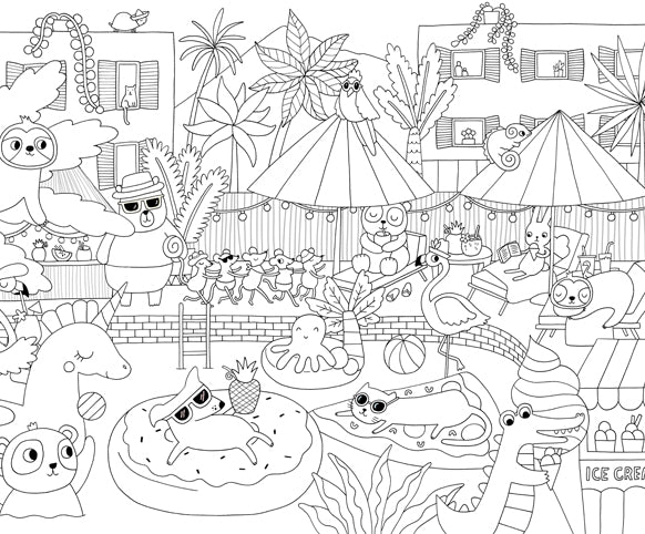 #StayAtHome - Pool Party Colouring Page