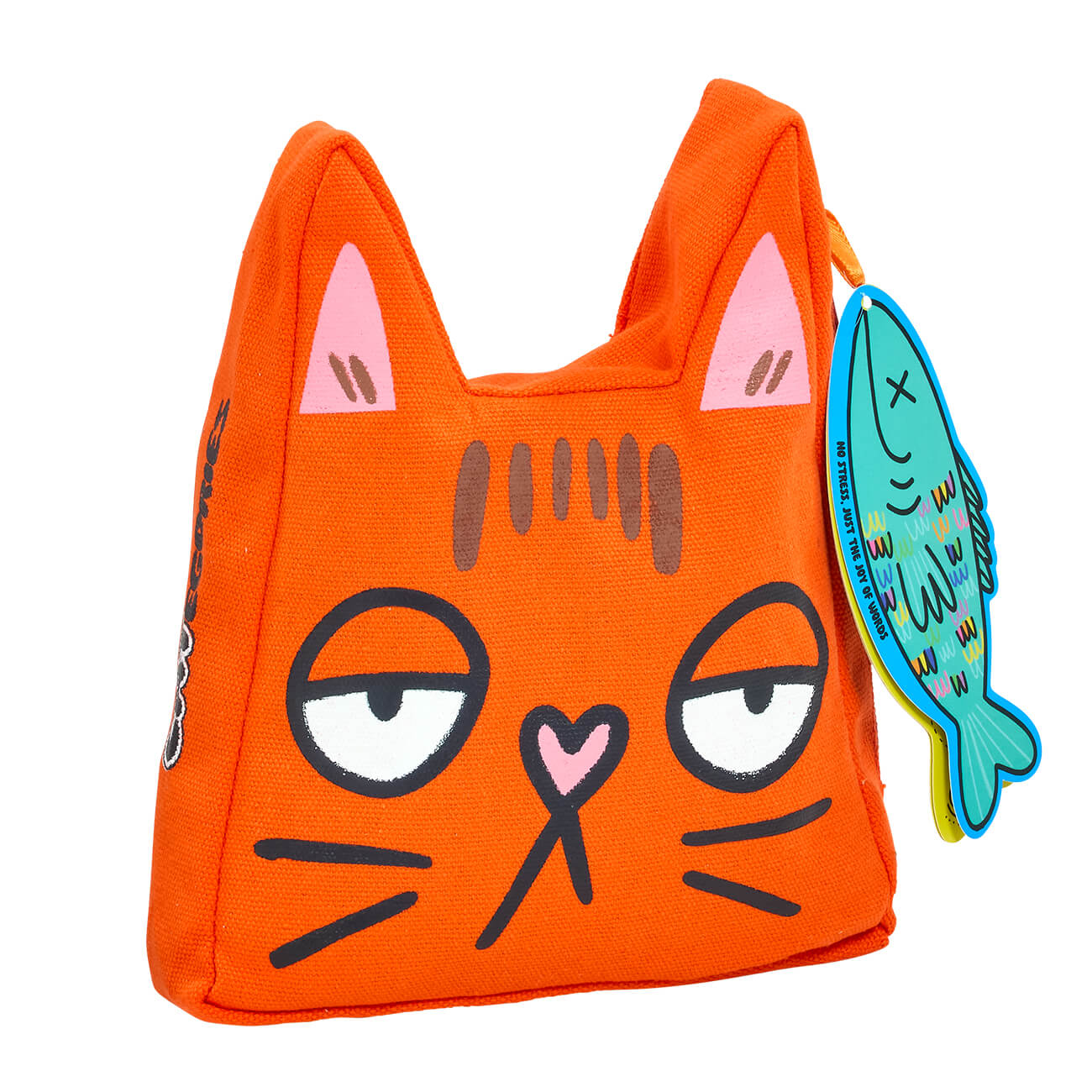 Categories Family Card Game - Orange fabric bag in shape of cat face