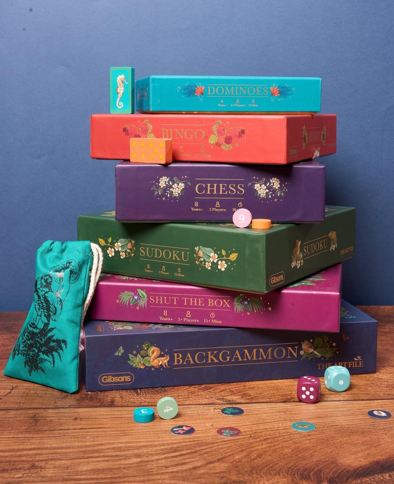 Stack of colorful Art File Classic games collection