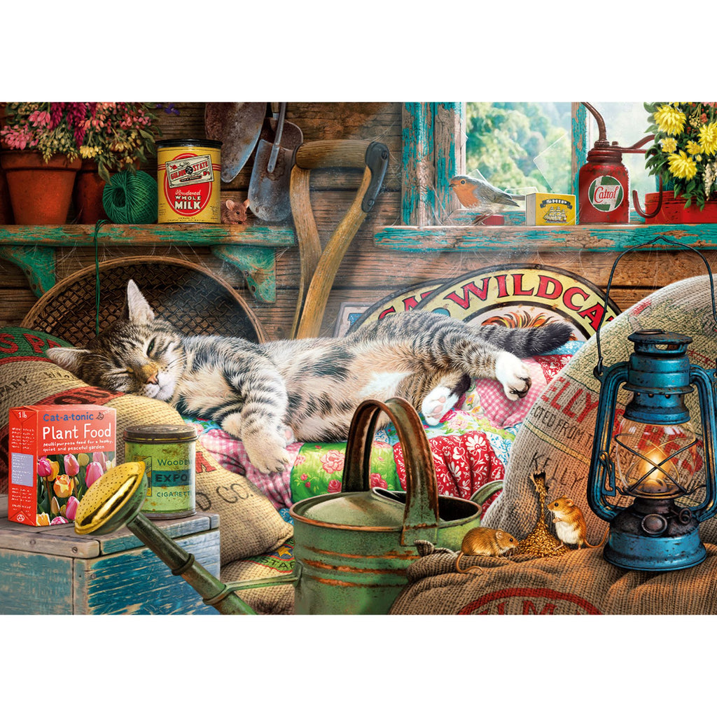 Snoozing in the shed 1000 piece jigsaw puzzle by gibsons games