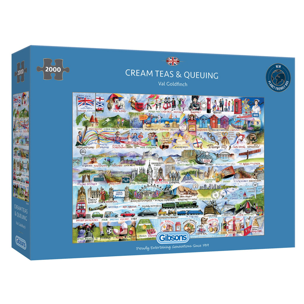 cream teas & Queueing 2000 piece val goldfinch jigsaw puzzle by gibsons games