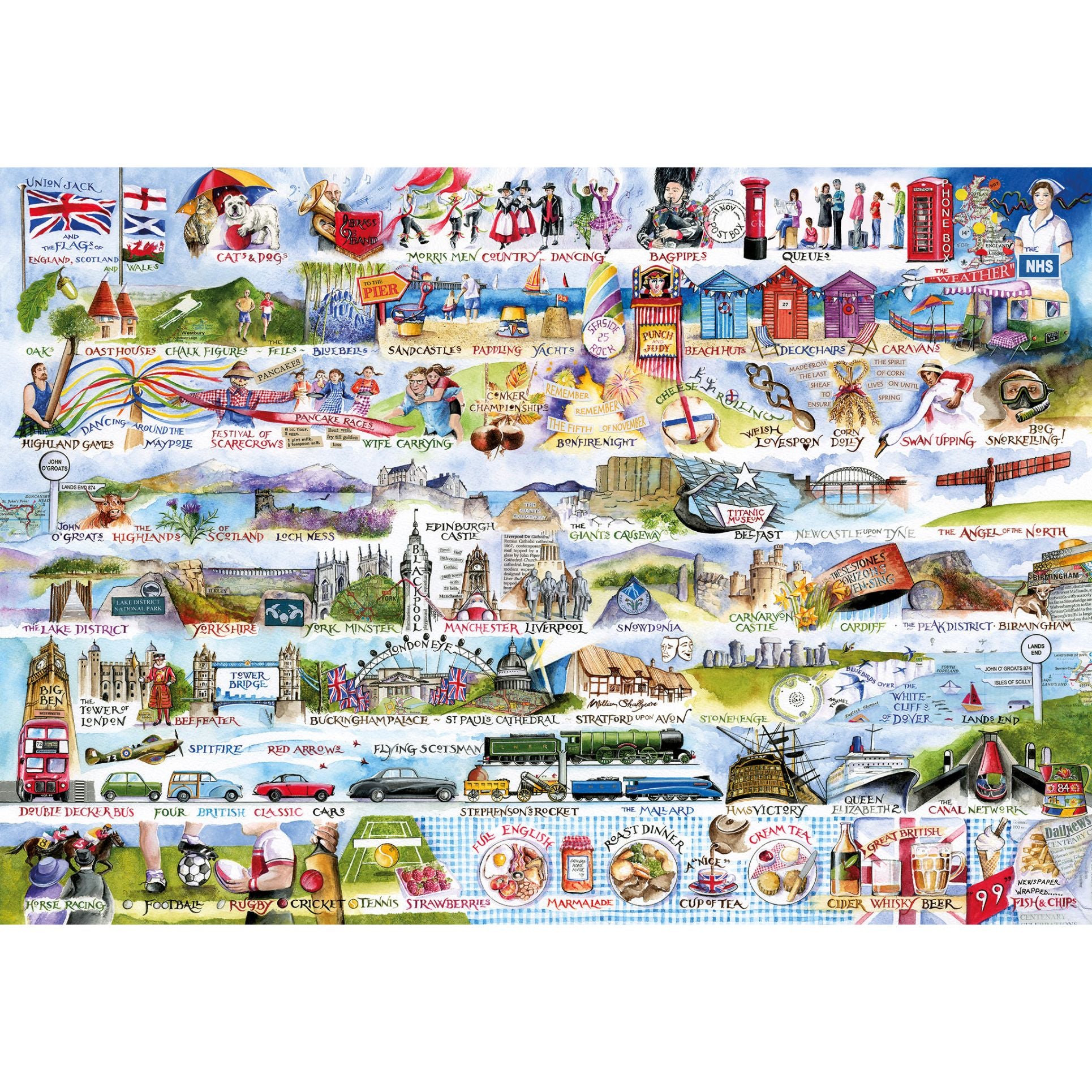 cream teas & Queueing 2000 piece val goldfinch jigsaw puzzle by gibsons games