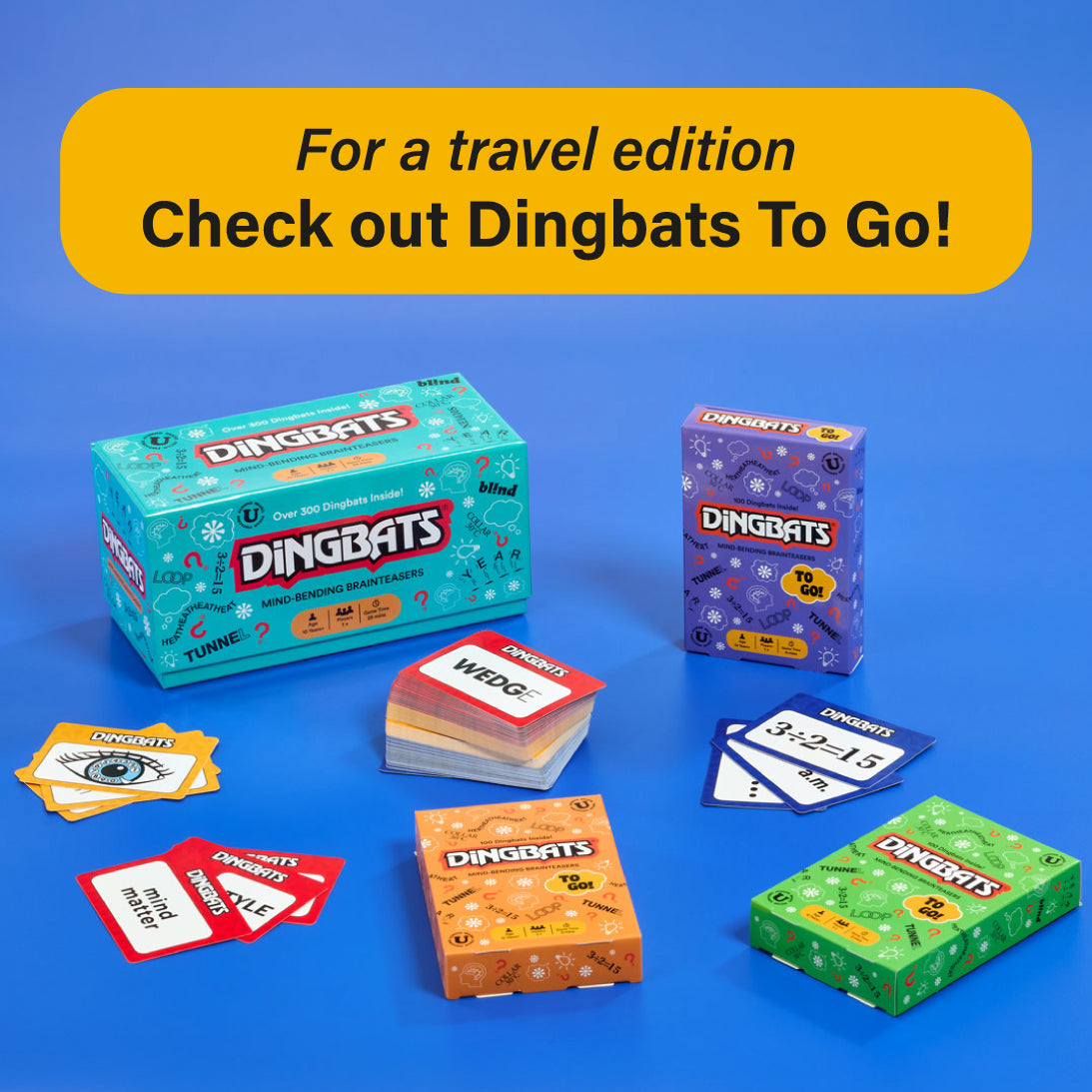 'Dingbats' game from Gibson with a new addition of Dingbats to go, perfect for travelling.