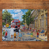 The Lollipop Lady Extra Large 100XXL Piece Jigsaw Puzzle made up on wooden table