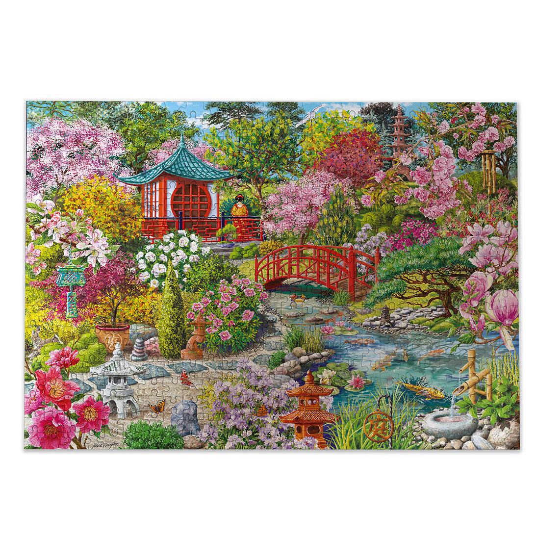 The Japanese Garden Extra Large 100XXL Piece Jigsaw Puzzle by Gibsons made up on white background
