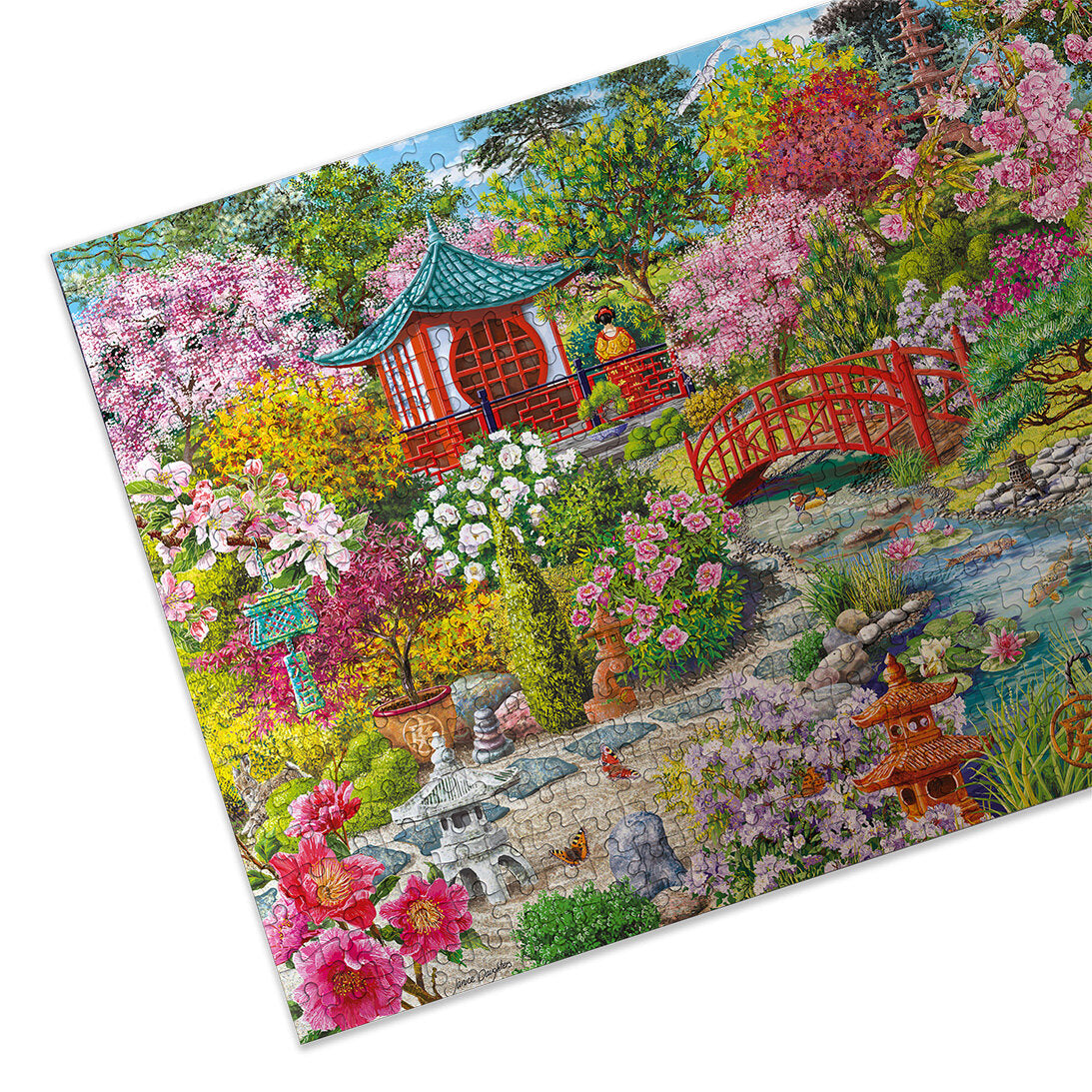 The Japanese Garden Extra Large 100XXL Piece Jigsaw Puzzle by Gibsons made up detail on white background