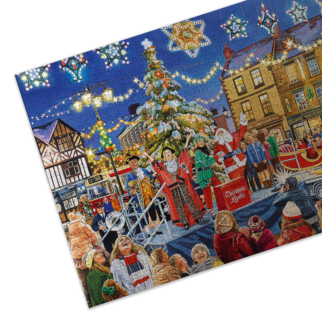 Gibsons Christmas Switch On 100 XXL Extra Large Piece Jigsaw Puzzle made up detail on white background