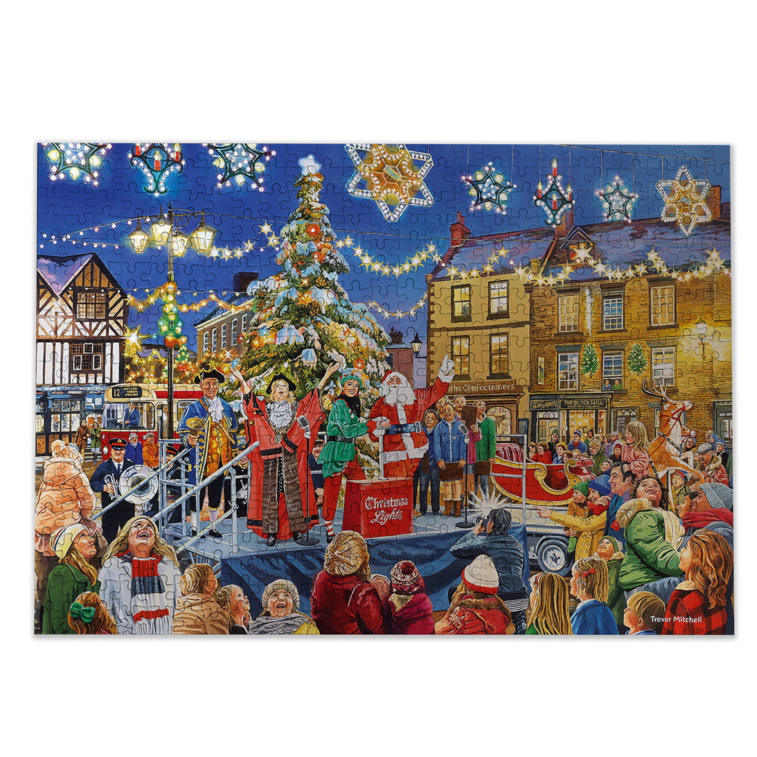 Gibsons Christmas Switch On 100 XXL Extra Large Piece Jigsaw Puzzle made up on white background