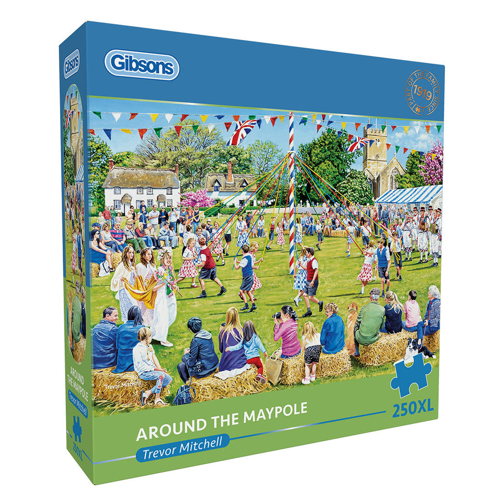 Gibsons Around the Maypole 250 extra large piece jigsaw puzzle in blue retail box