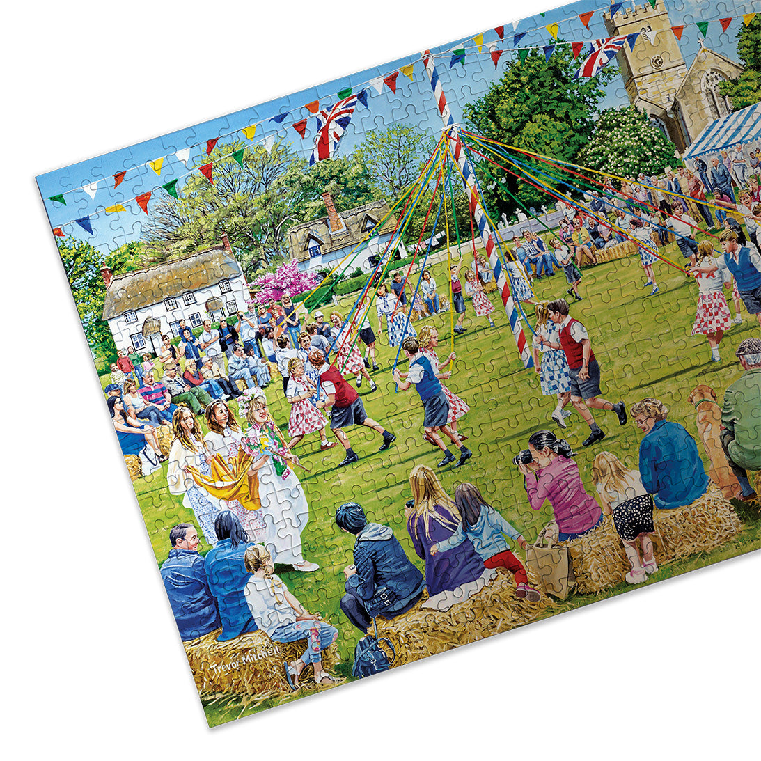 Gibsons Around the Maypole 250 extra large piece jigsaw puzzle made up detail on white background