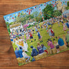 Gibsons Around the Maypole 250 extra large piece jigsaw puzzle made up detail on wooden table