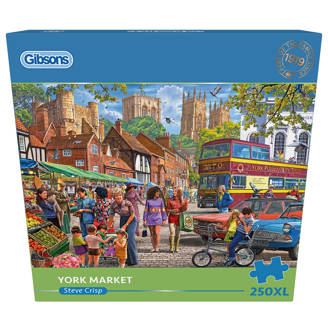 Gibsons York Market 250 extra large piece jigsaw puzzle in blue retail box front view