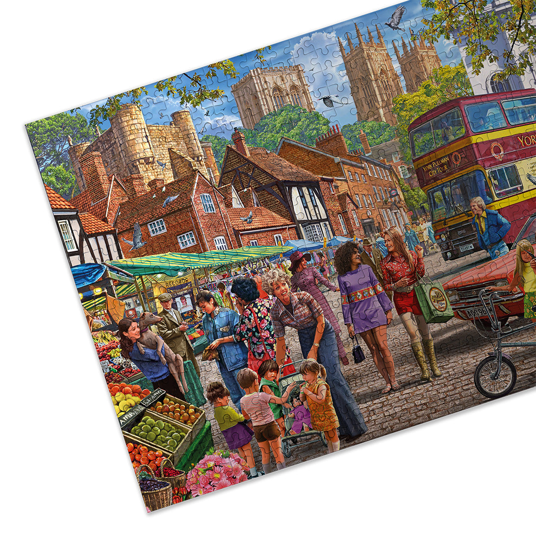 Gibsons York Market 250 extra large piece jigsaw puzzle made up detail on white background