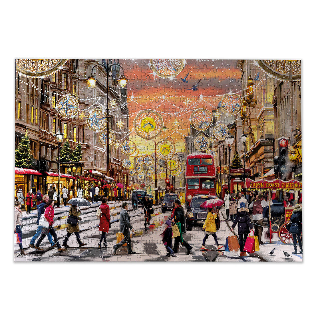 Gibsons Holiday Hustle 250 XL extra large piece jigsaw puzzle made up on white background