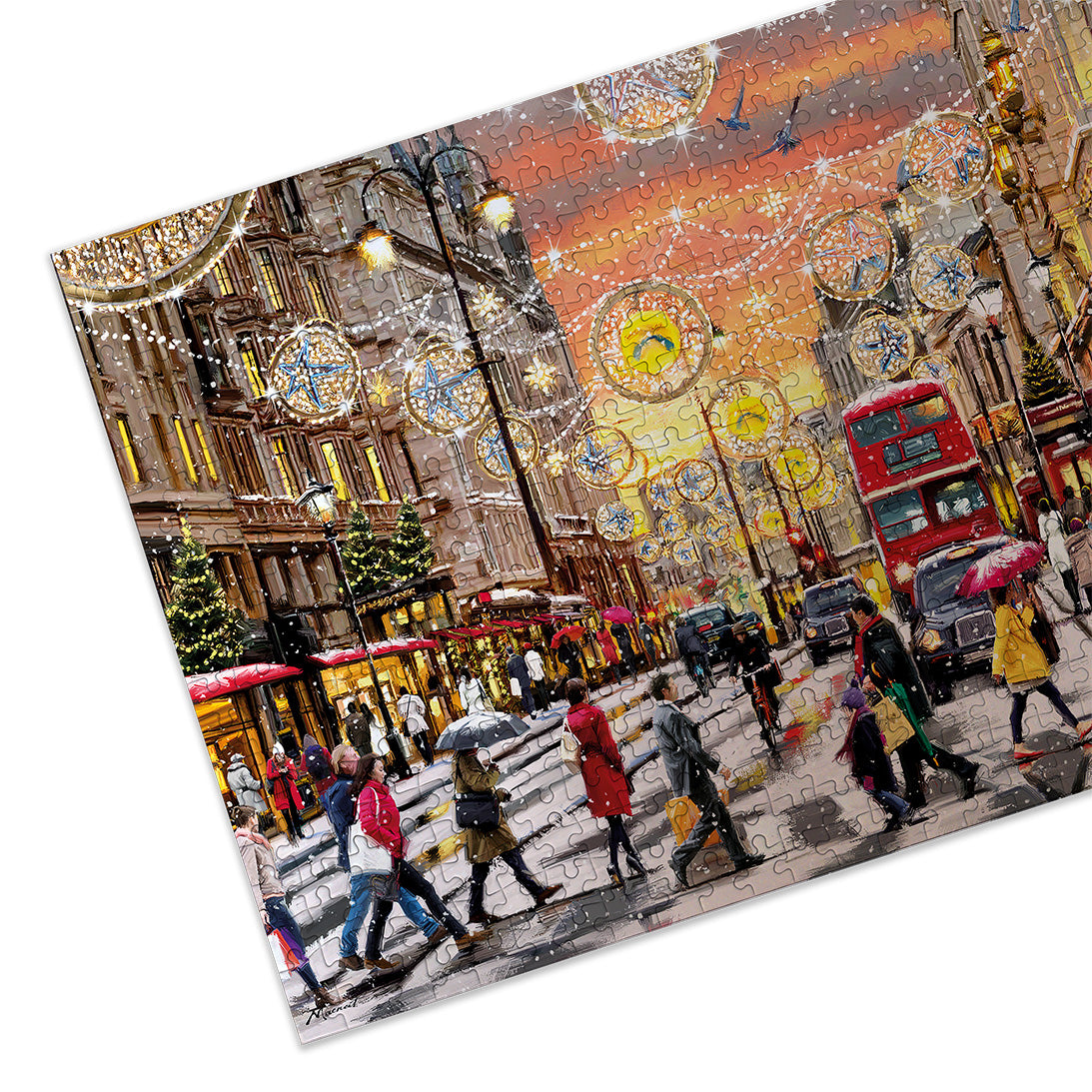 Gibsons Holiday Hustle 250 XL extra large piece jigsaw puzzle made up detail on white background