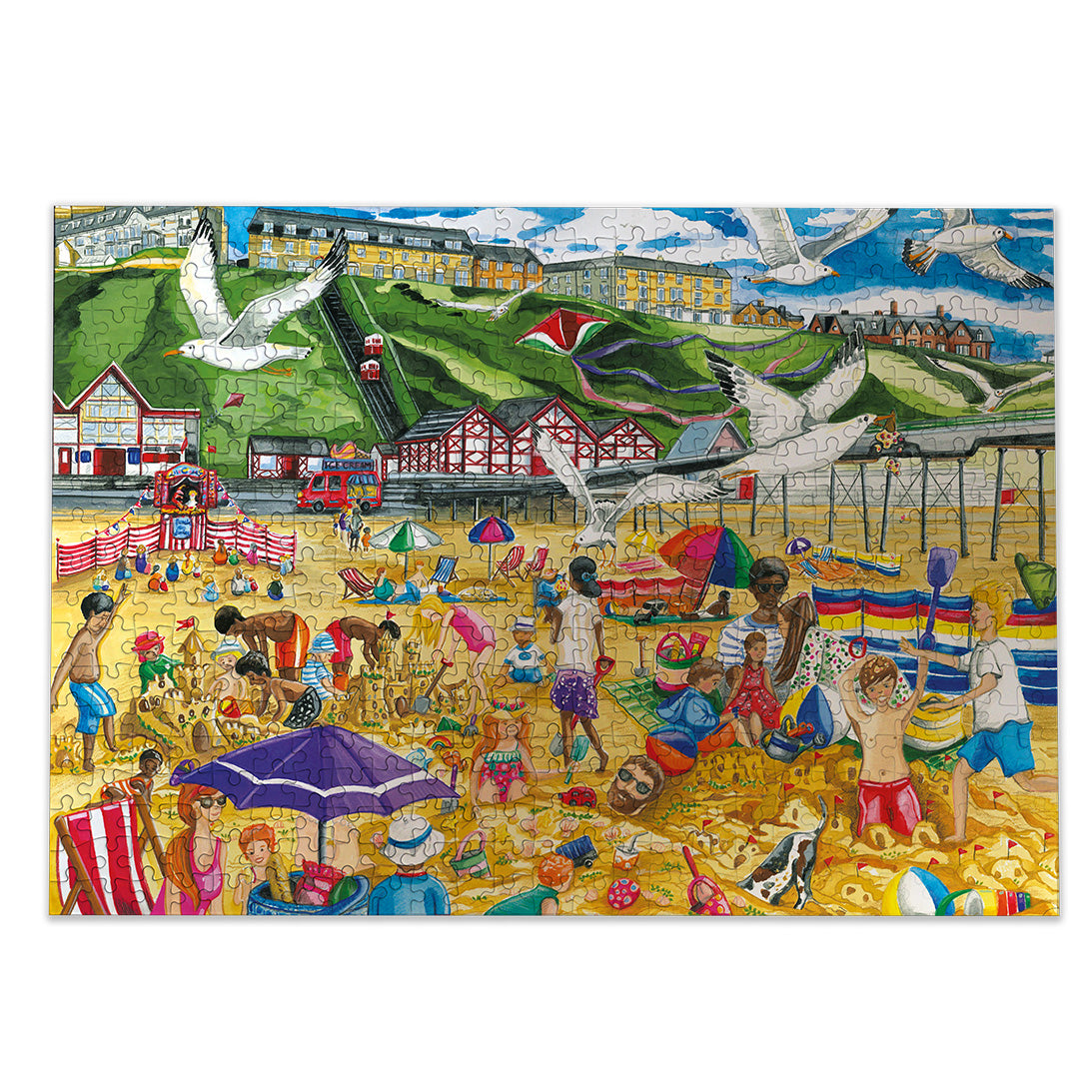 Saltburn-by-the-Sea 500 Piece Jigsaw Puzzle by Gibsons made up on white background