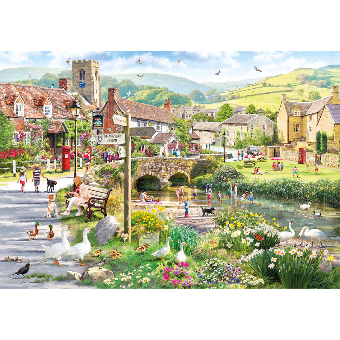 Puddle Ducks & Paddling 500 Piece Jigsaw Puzzle by Gibsons stunning poster