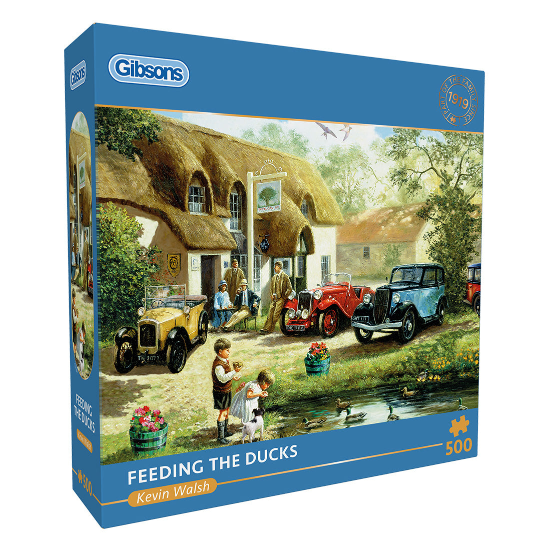 Feeding the Ducks 500 Piece Jigsaw Puzzle by Gibsons in blue retail box