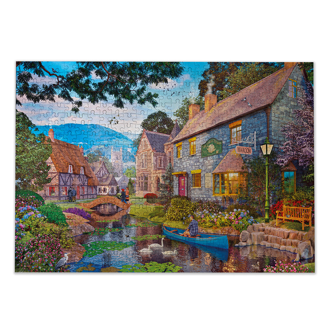 Gibsons Tea on the River 500 Piece Jigsaw Puzzle for Adults made up on white background