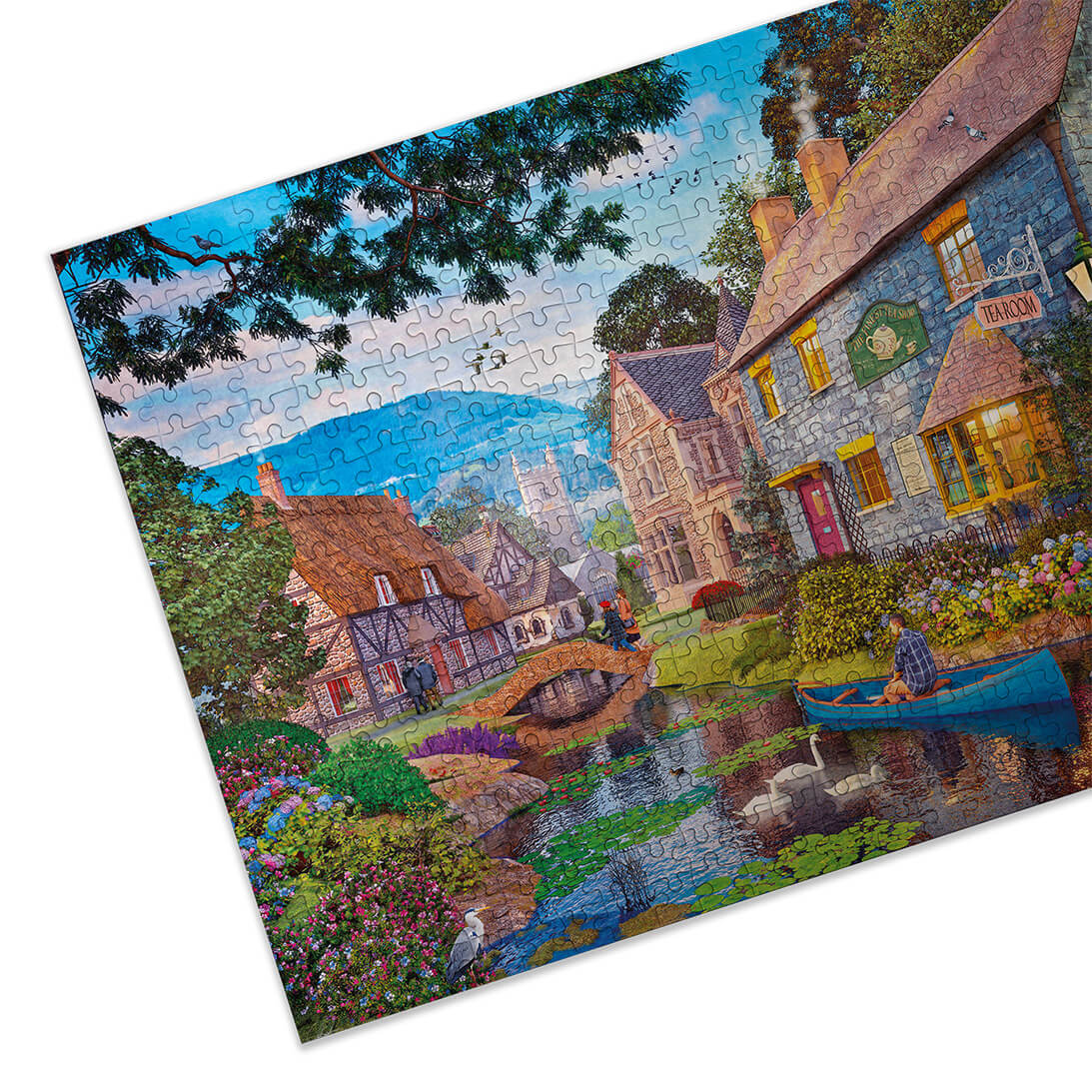 Gibsons Tea on the River 500 Piece Jigsaw Puzzle for Adults made up detail on white background