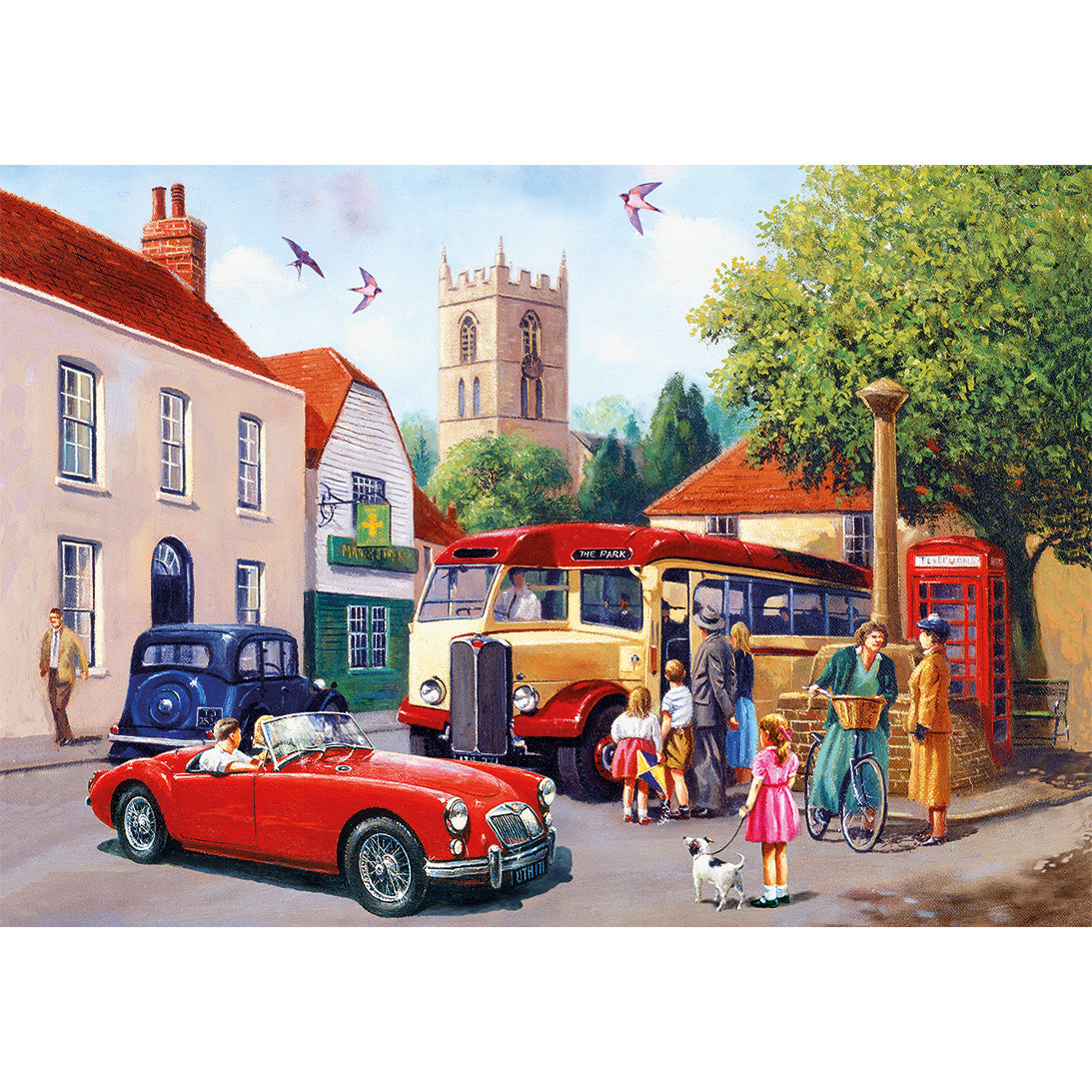Gibsons Touring the Town 500 Piece Traditional Nostalgic Jigsaw Puzzle for Adults the Poster