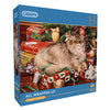 Gibsons All Wrapped Up 500 Jigsaw Puzzle for Adults Cat Christmas Ready
