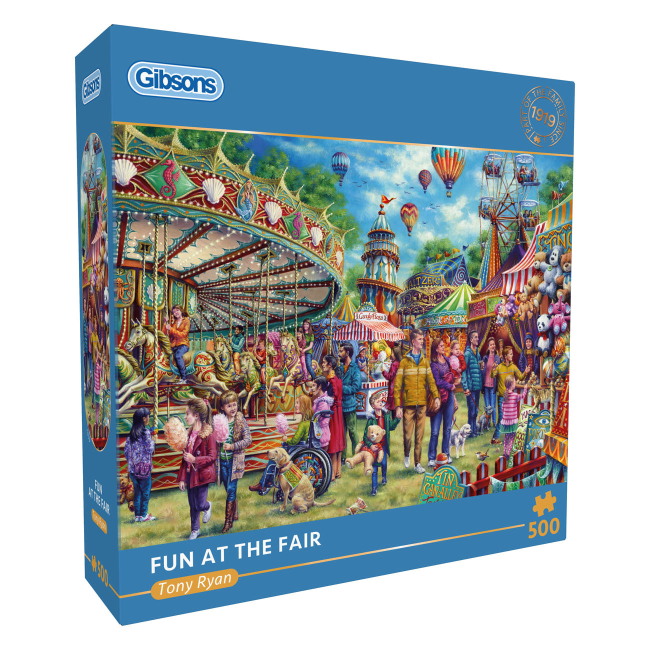 Gibsons puzzle box titled 'Fun at the Fair' with a colorful fairground scene on the cover.