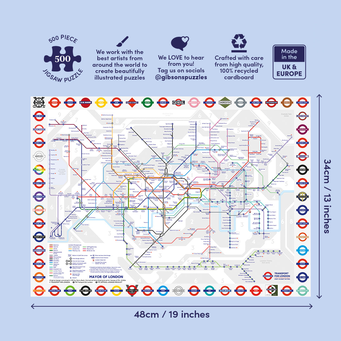 London Tube Map 500 piece TFL jigsaw puzzle by Gibsons games