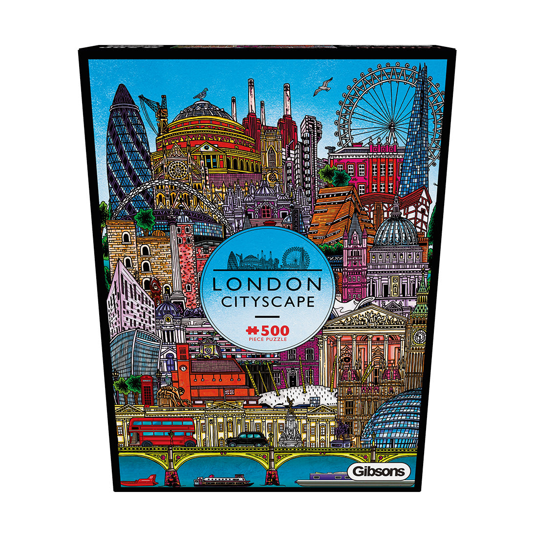 London Cityscape 500 Piece Jigsaw Puzzle by Gibsons in beautiful Special box in front view