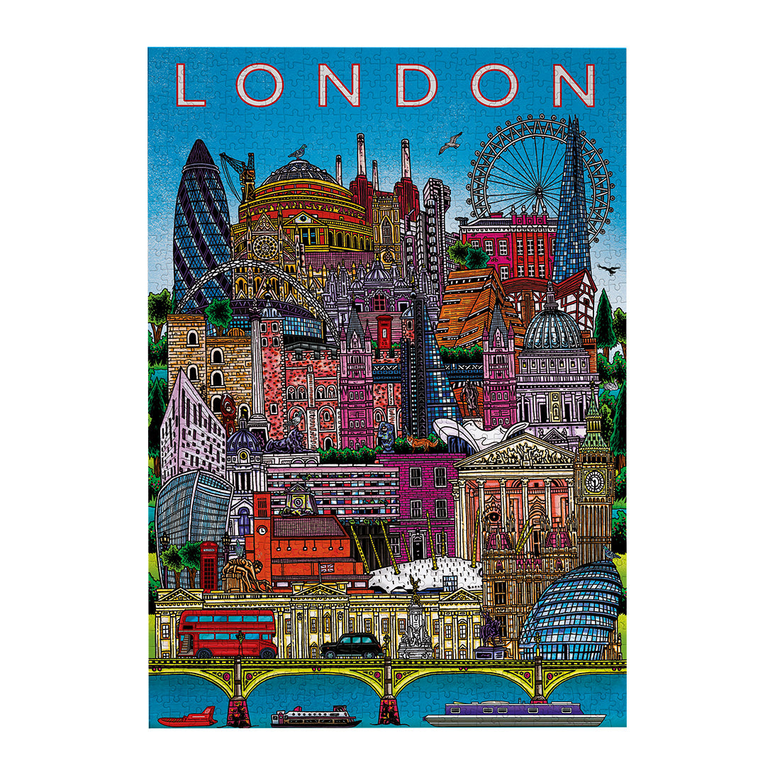 London Cityscape 500 Piece Jigsaw Puzzle by Gibsons made up on white background