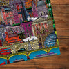 London Cityscape 500 Piece Jigsaw Puzzle by Gibsons detail made up on wooden table