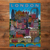 London Cityscape 500 Piece Jigsaw Puzzle by Gibsons made up on wooden table