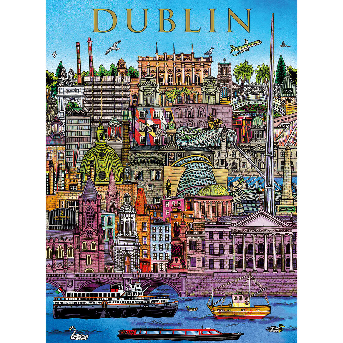 Gibsons Dublin Cityscape 500 Piece Jigsaw Puzzle the Poster