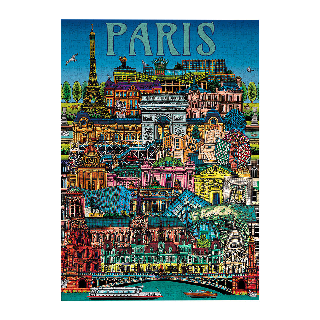 Gibsons Paris Cityscape 500 Piece Jigsaw Puzzle for Adults made up on white background