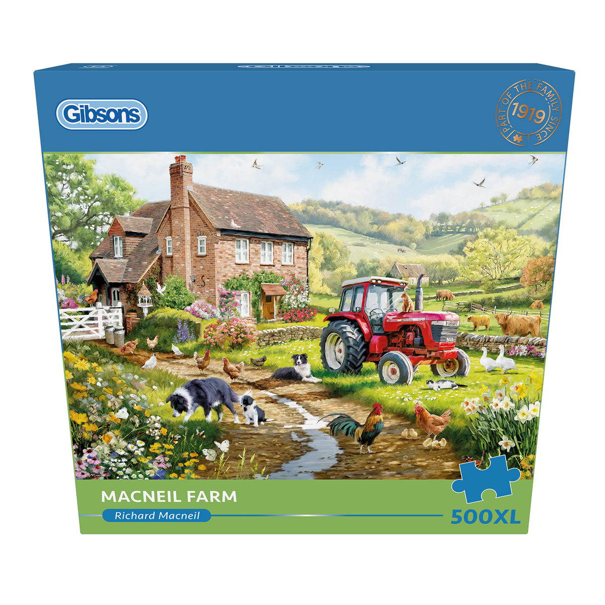 Gibsons Macneil Farm Extra Large 500 XL Piece Jigsaw Puzzle in retail box front view