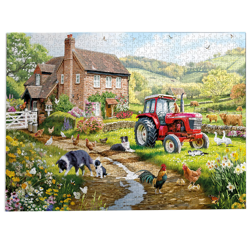 Gibsons Macneil Farm Extra Large 500 XL Piece Jigsaw Puzzle made up on white background