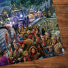 Gibsons Farmer Christmas 500 XL Extra Large Piece Jigsaw Puzzle made up detail on wooden table