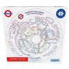 Gibsons TfL Circular Underground Map 500 Circular Piece Fun Jigsaw Puzzle for Adults in special retail white box front view