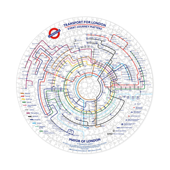 Gibsons TfL Circular Underground Map 500 Piece Fun Jigsaw Puzzle for Adults