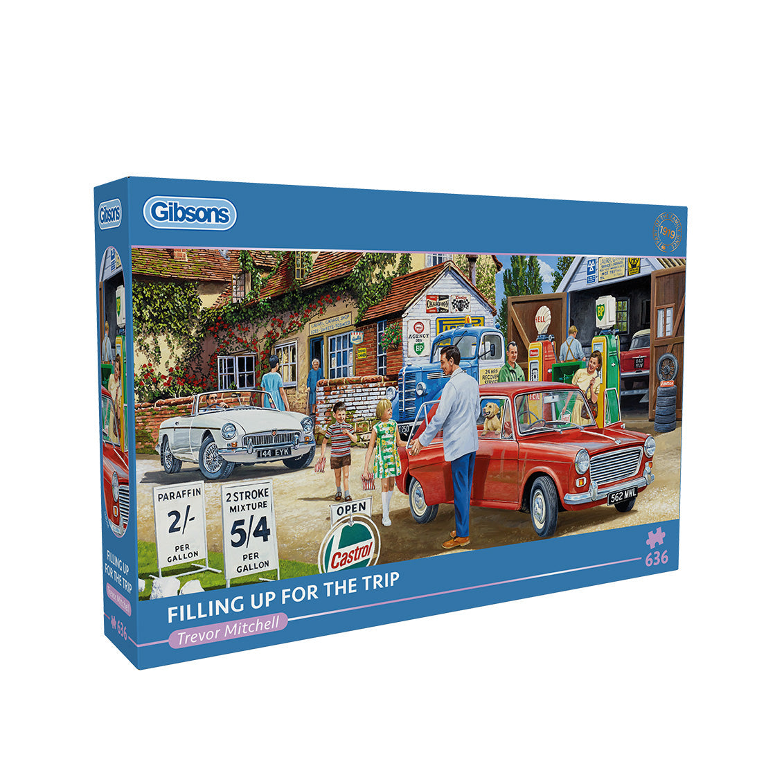 Filling Up for the Trip 636 Piece Jigsaw Puzzle by Gibsons in Blue retail box